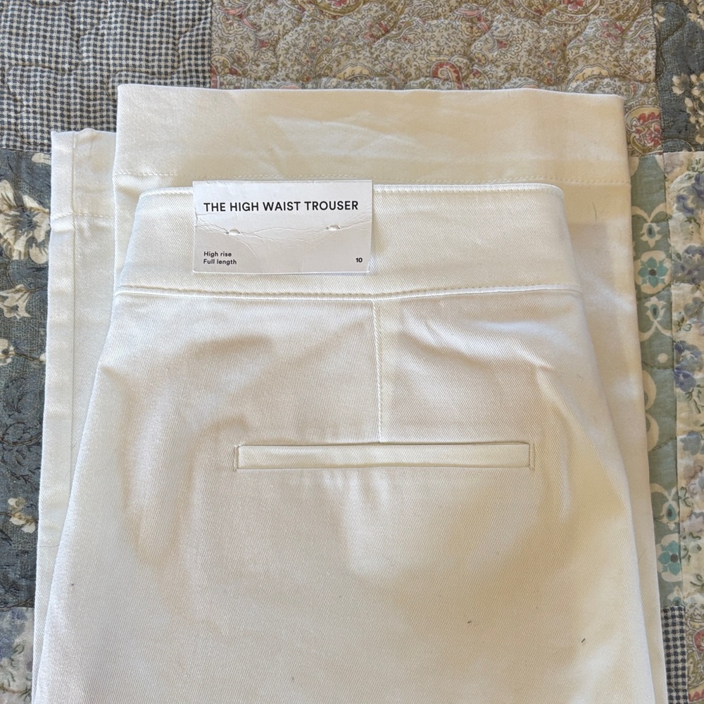 Ann Taylor Factory White Sailor-Inspired Straight Leg Trousers with Gold Buttons - Picture 2 of 4